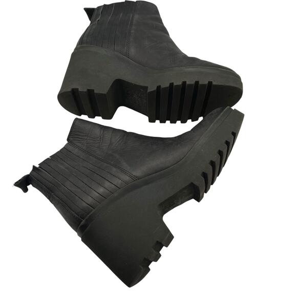 Eileen Fisher Womens 8 Kat Leather Platform Ankle Boots Booties Black 3" Heel - Picture 12 of 13